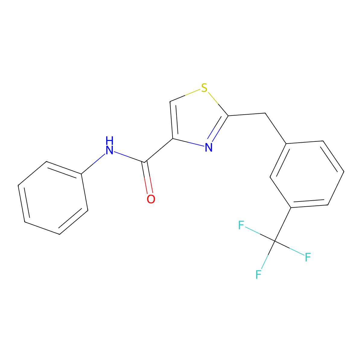 N-phenyl-2-[3-(trifluoromethyl)benzyl]-1,3-thiazole-4-carboxamide molecular structure, CAS 478042-36-3