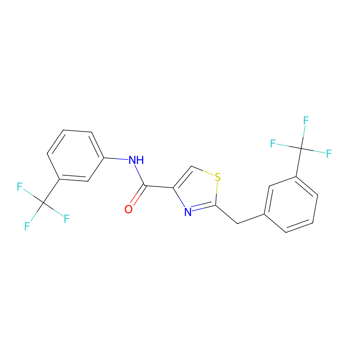2-[3-(trifluoromethyl)benzyl]-N-[3-(trifluoromethyl)phenyl]-1,3-thiazole-4-carboxamide molecular structure, CAS 478042-41-0