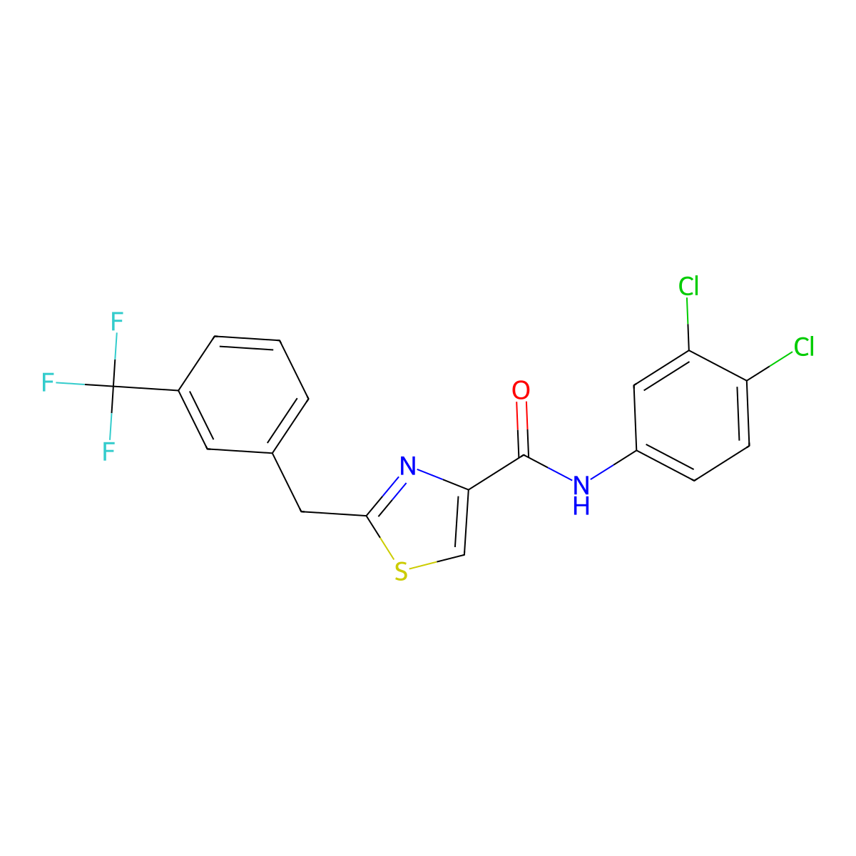 N-(3,4-dichlorophenyl)-2-[3-(trifluoromethyl)benzyl]-1,3-thiazole-4-carboxamide molecular structure, CAS 478042-45-4