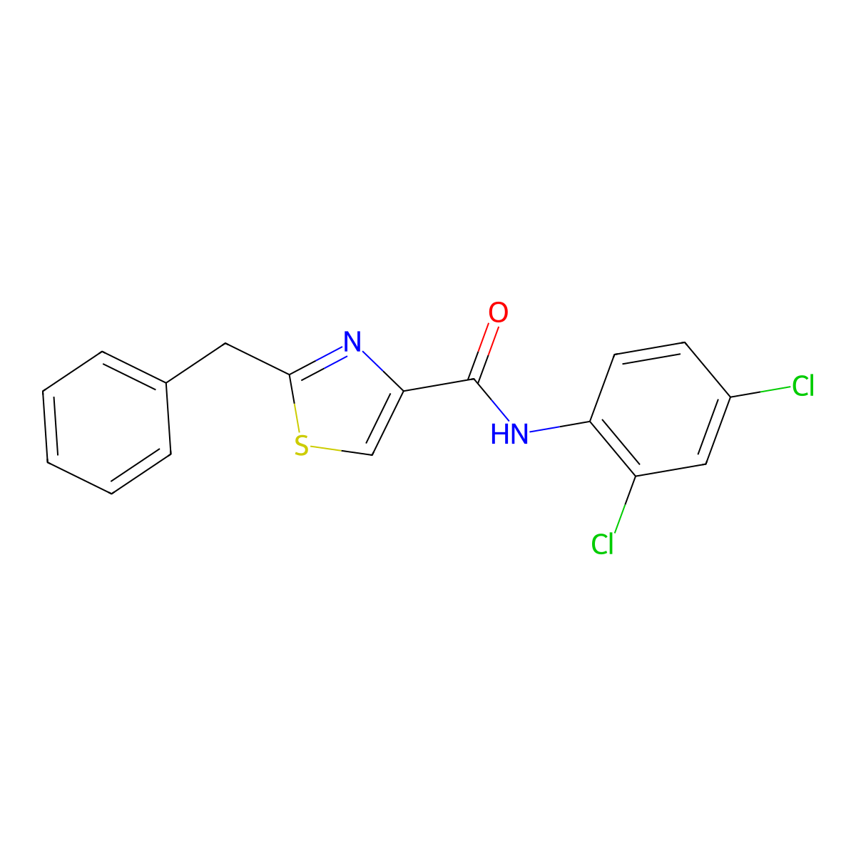 2-benzyl-N-(2,4-dichlorophenyl)-1,3-thiazole-4-carboxamide molecular structure, CAS 478042-48-7