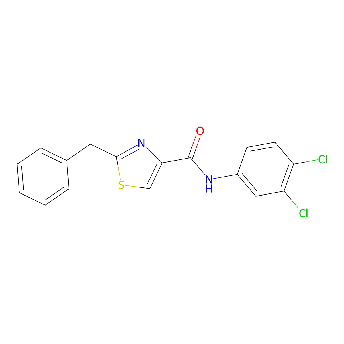 2-benzyl-N-(3,4-dichlorophenyl)-1,3-thiazole-4-carboxamide molecular structure, CAS 478042-49-8