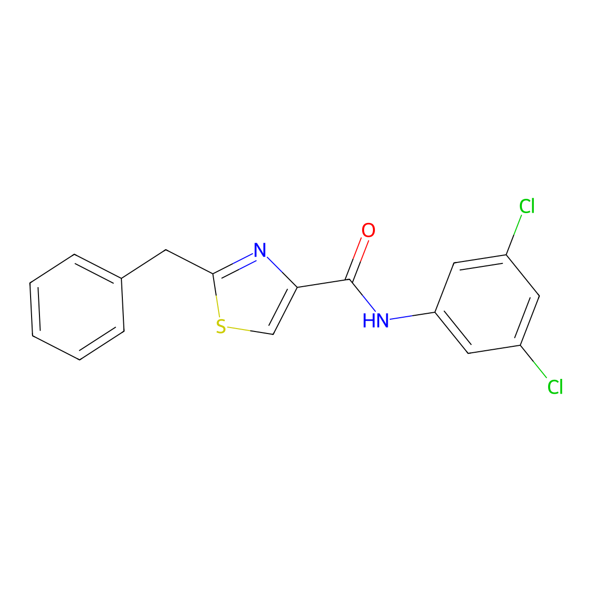 2-benzyl-N-(3,5-dichlorophenyl)-1,3-thiazole-4-carboxamide molecular structure, CAS 478042-50-1