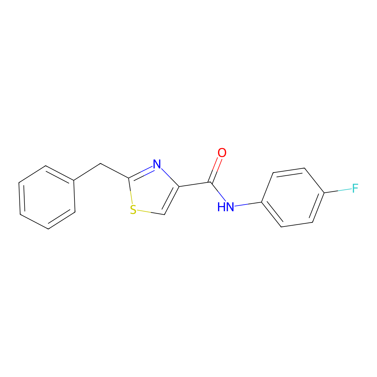 2-benzyl-N-(4-fluorophenyl)-1,3-thiazole-4-carboxamide molecular structure, CAS 478042-51-2