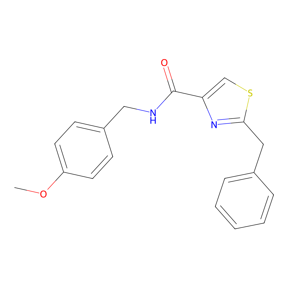 2-benzyl-N-[(4-methoxyphenyl)methyl]-1,3-thiazole-4-carboxamide molecular structure, CAS 478042-52-3