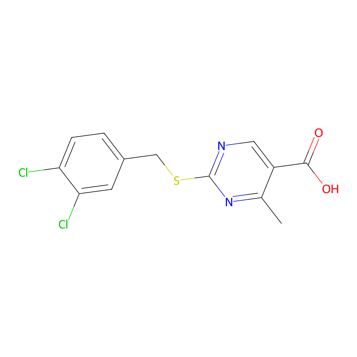 2-[(3,4-Dichlorobenzyl)sulfanyl]-4-methyl-5-pyrimidinecarboxylic acid molecular structure, CAS 478042-54-5