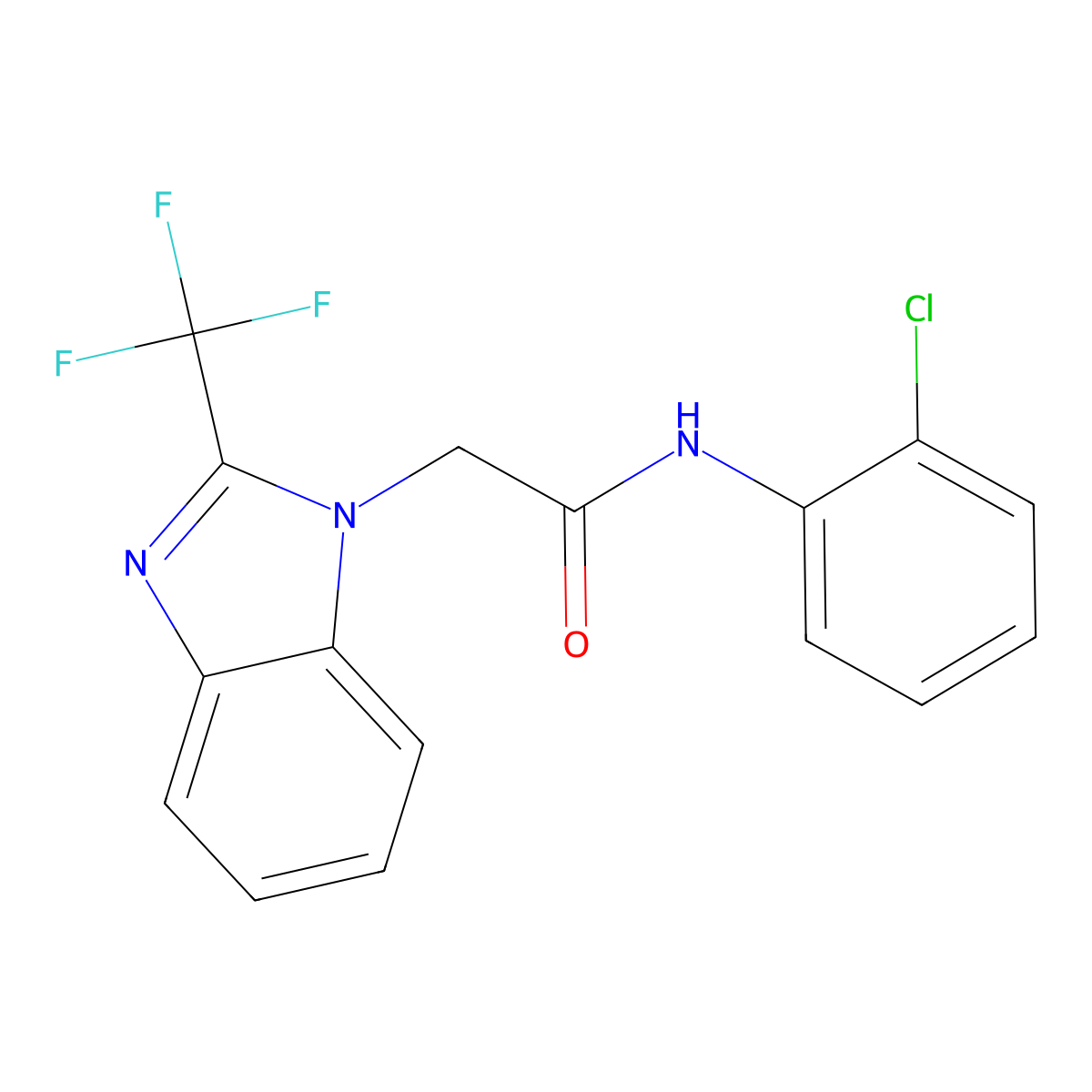 N-(2-chlorophenyl)-2-[2-(trifluoromethyl)-1H-1,3-benzimidazol-1-yl]acetamide molecular structure, CAS 478042-57-8