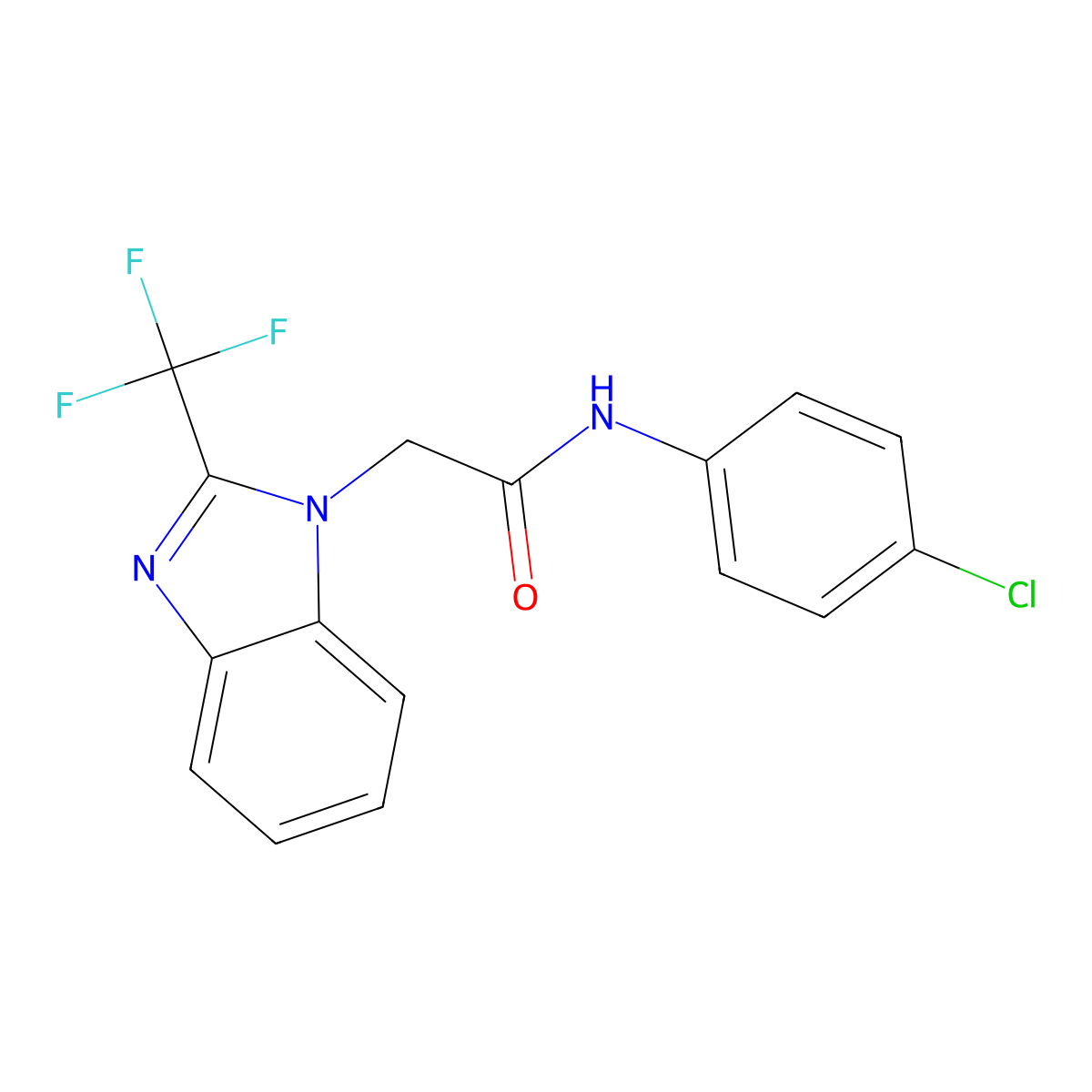 N-(4-chlorophenyl)-2-[2-(trifluoromethyl)-1H-1,3-benzimidazol-1-yl]acetamide molecular structure, CAS 478042-59-0