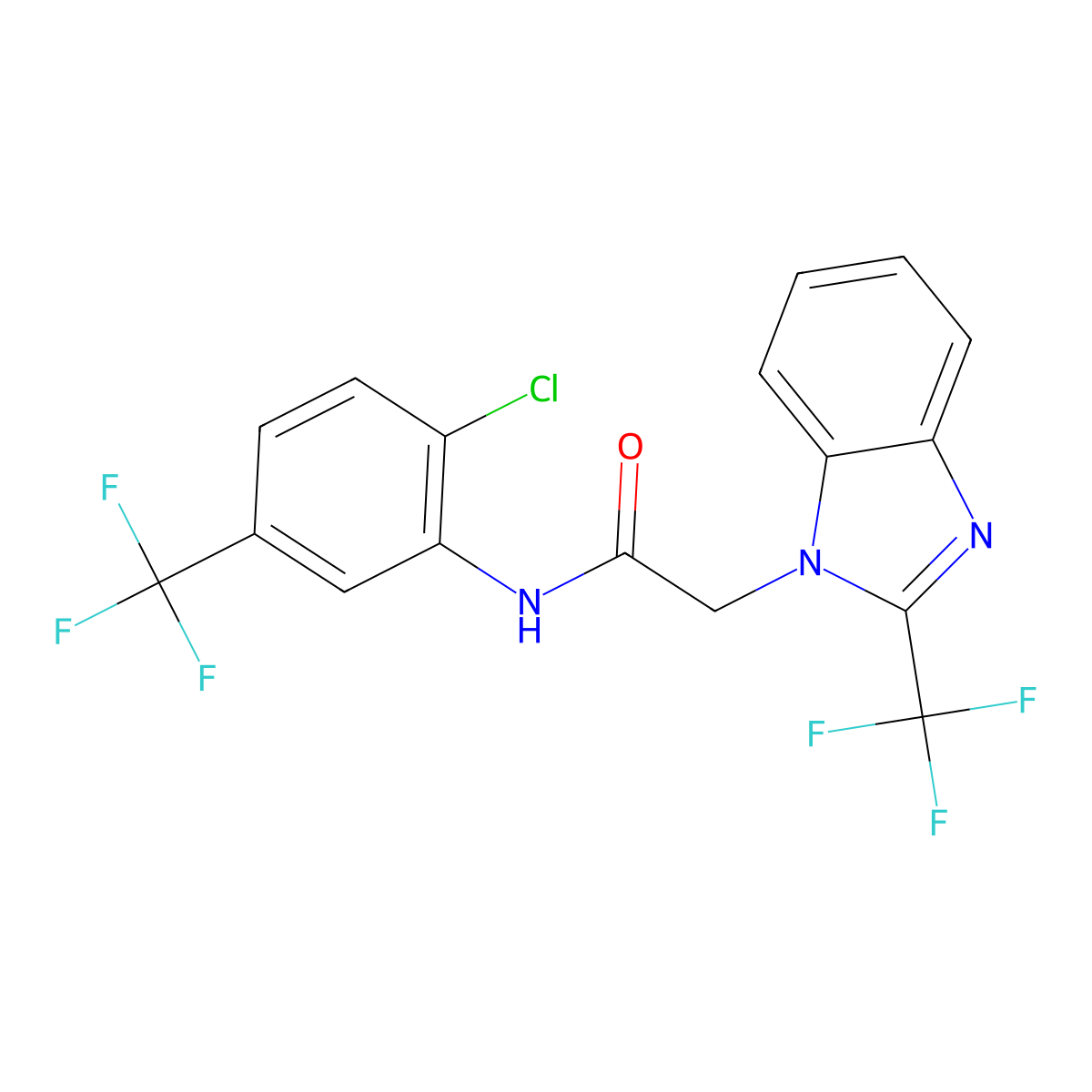 N-[2-chloro-5-(trifluoromethyl)phenyl]-2-[2-(trifluoromethyl)-1H-1,3-benzimidazol-1-yl]acetamide molecular structure, CAS 478042-62-5