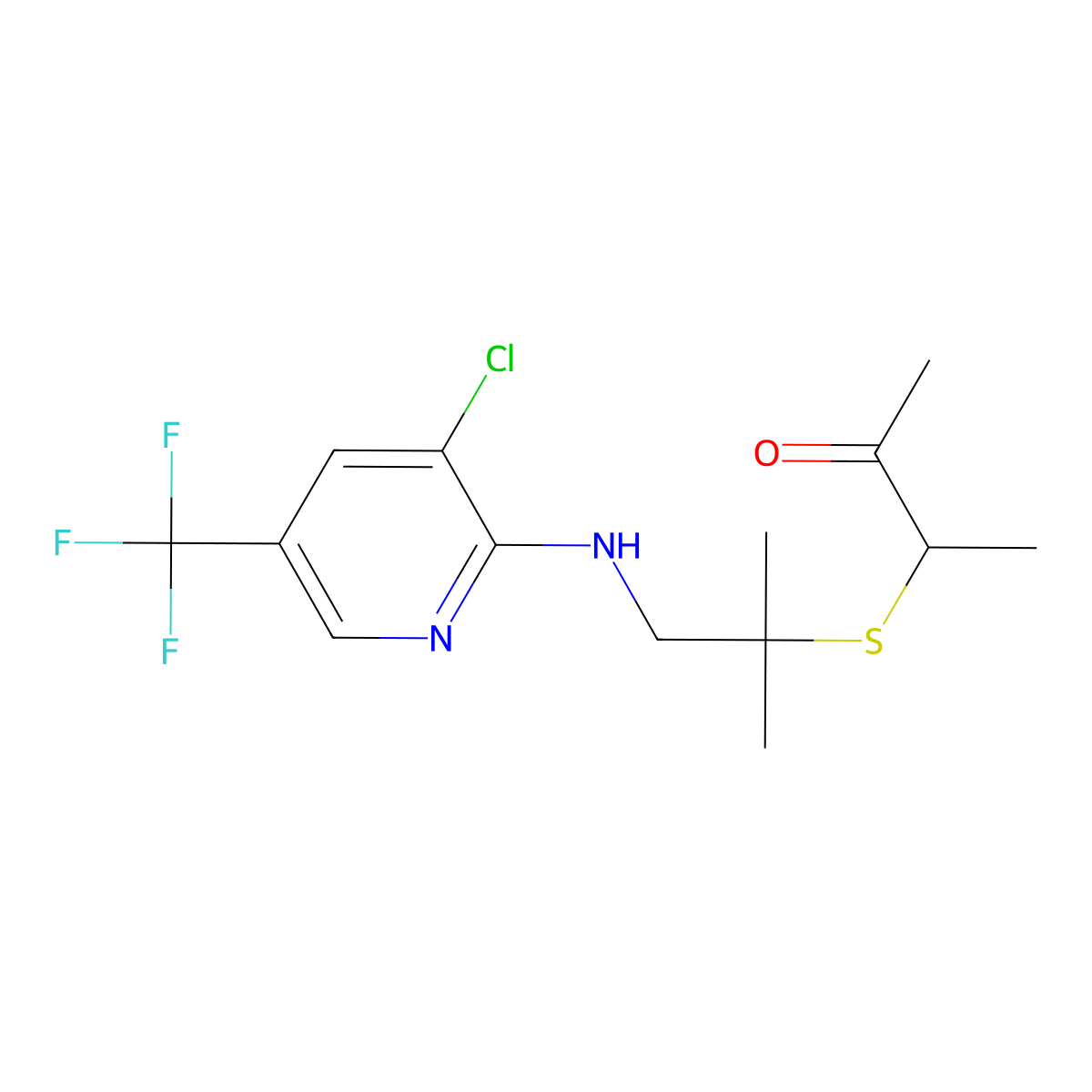 3-[(2-{[3-Chloro-5-(trifluoromethyl)-2-pyridinyl]amino}-1,1-dimethylethyl)sulfanyl]-2-butanone molecular structure, CAS 478042-70-5