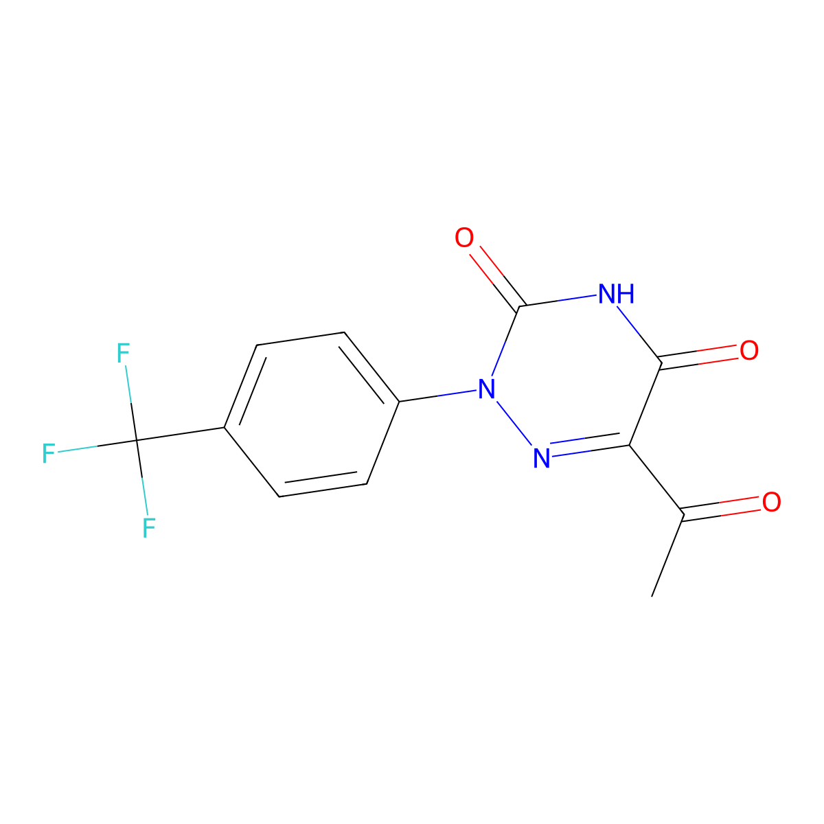 6-Acetyl-2-(4-(trifluoromethyl)phenyl)-1,2,4-triazine-3,5(2H,4H)-dione molecular structure, CAS 478042-74-9