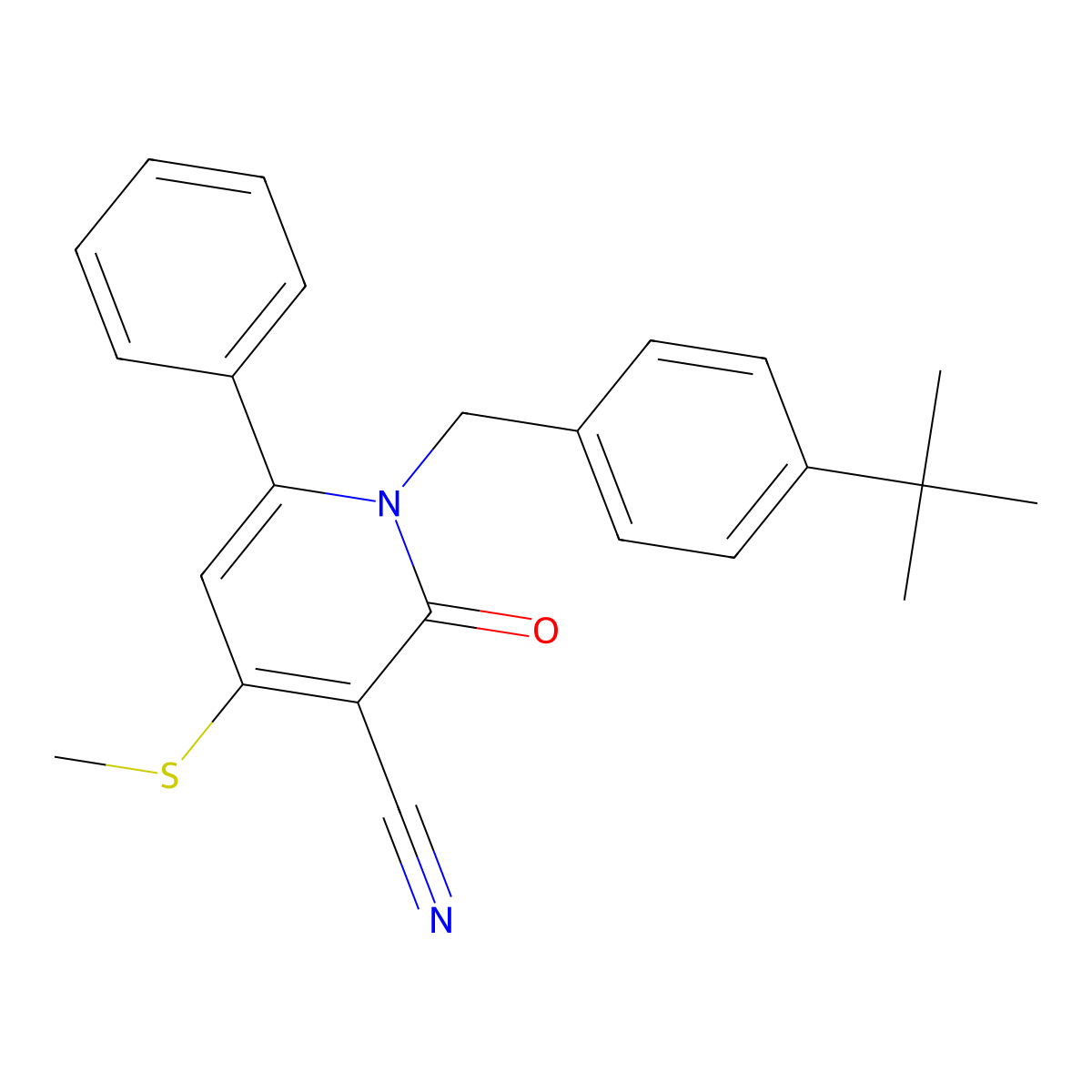 1-(4-(Tert-butyl)benzyl)-4-(methylsulfanyl)-2-oxo-6-phenyl-1,2-dihydro-3-pyridinecarbonitrile molecular structure, CAS 478042-83-0