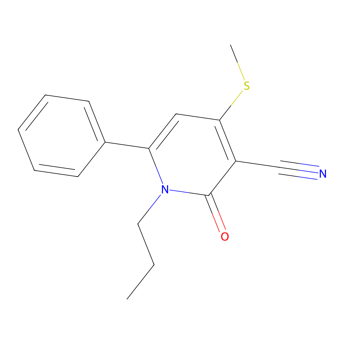 4-(Methylsulfanyl)-2-oxo-6-phenyl-1-propyl-1,2-dihydro-3-pyridinecarbonitrile molecular structure, CAS 478042-86-3