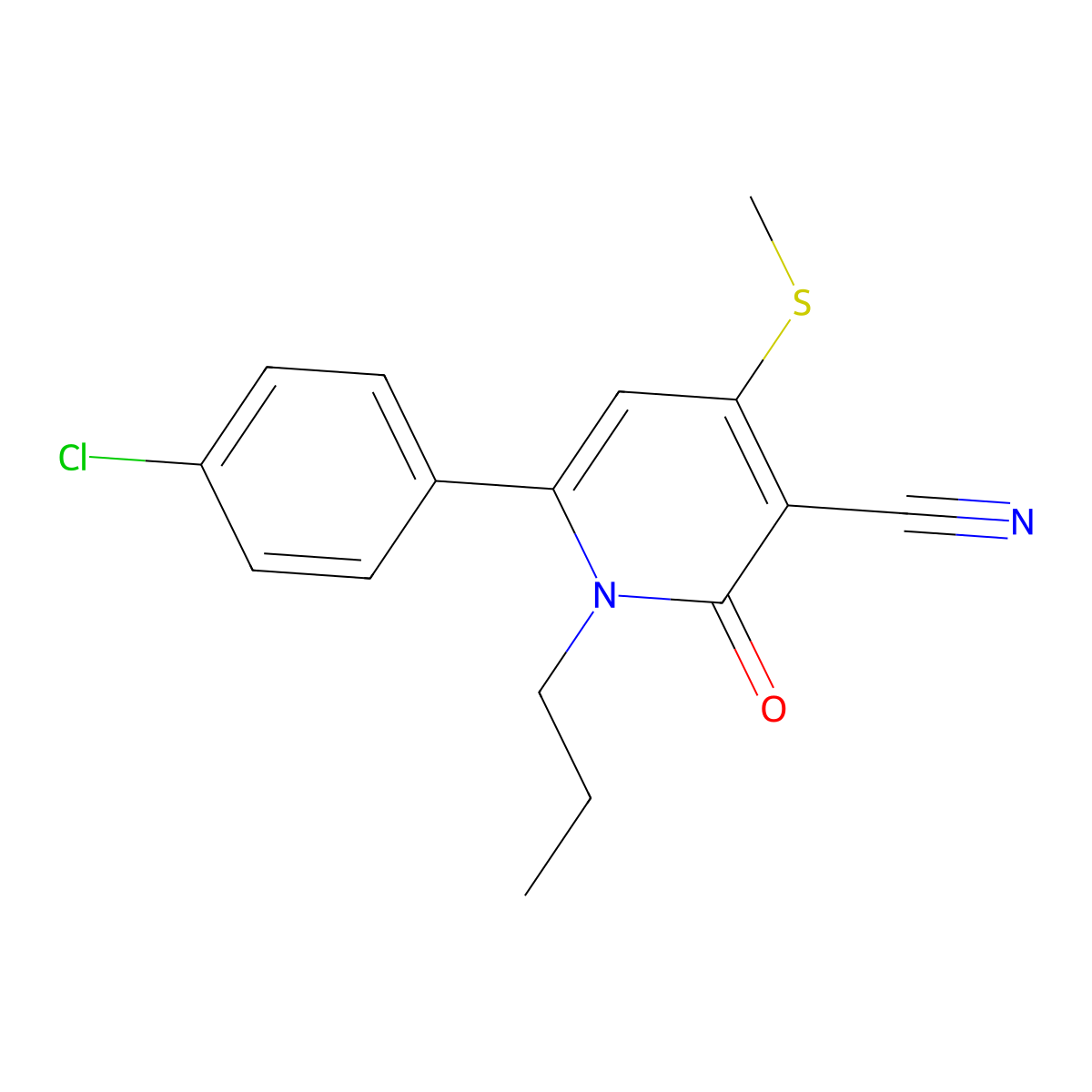 6-(4-Chlorophenyl)-4-(methylsulfanyl)-2-oxo-1-propyl-1,2-dihydro-3-pyridinecarbonitrile molecular structure, CAS 478042-96-5