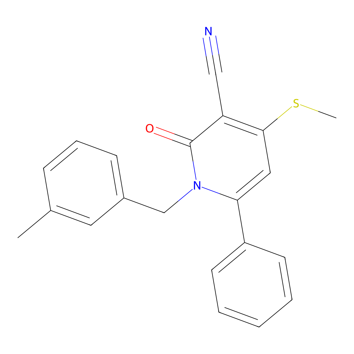 1-(3-Methylbenzyl)-4-(methylsulfanyl)-2-oxo-6-phenyl-1,2-dihydro-3-pyridinecarbonitrile molecular structure, CAS 478043-01-5