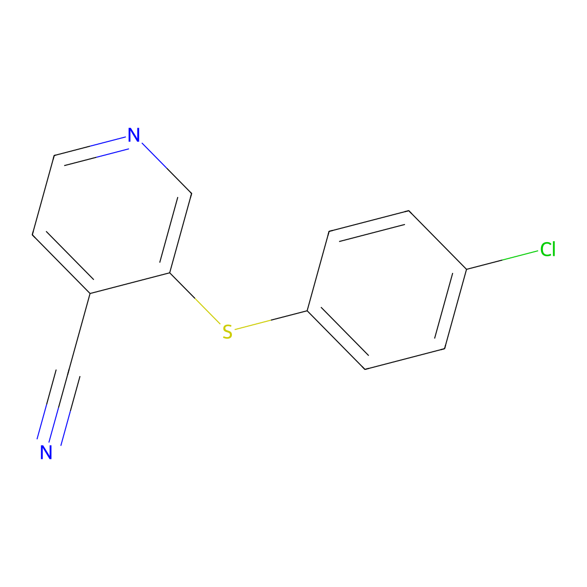 3-[(4-Chlorophenyl)sulfanyl]isonicotinonitrile molecular structure, CAS 478043-04-8
