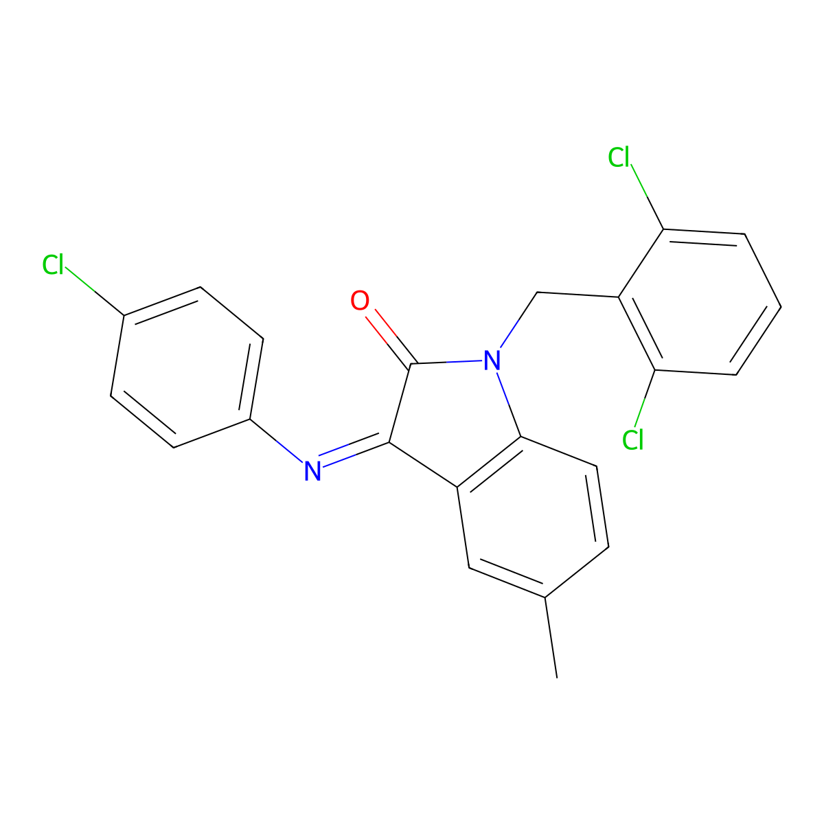 3-[(4-chlorophenyl)imino]-1-(2,6-dichlorobenzyl)-5-methyl-1,3-dihydro-2H-indol-2-one molecular structure, CAS 478043-07-1