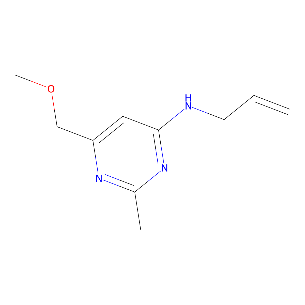 N-allyl-6-(methoxymethyl)-2-methyl-4-pyrimidinamine molecular structure, CAS 478043-20-8