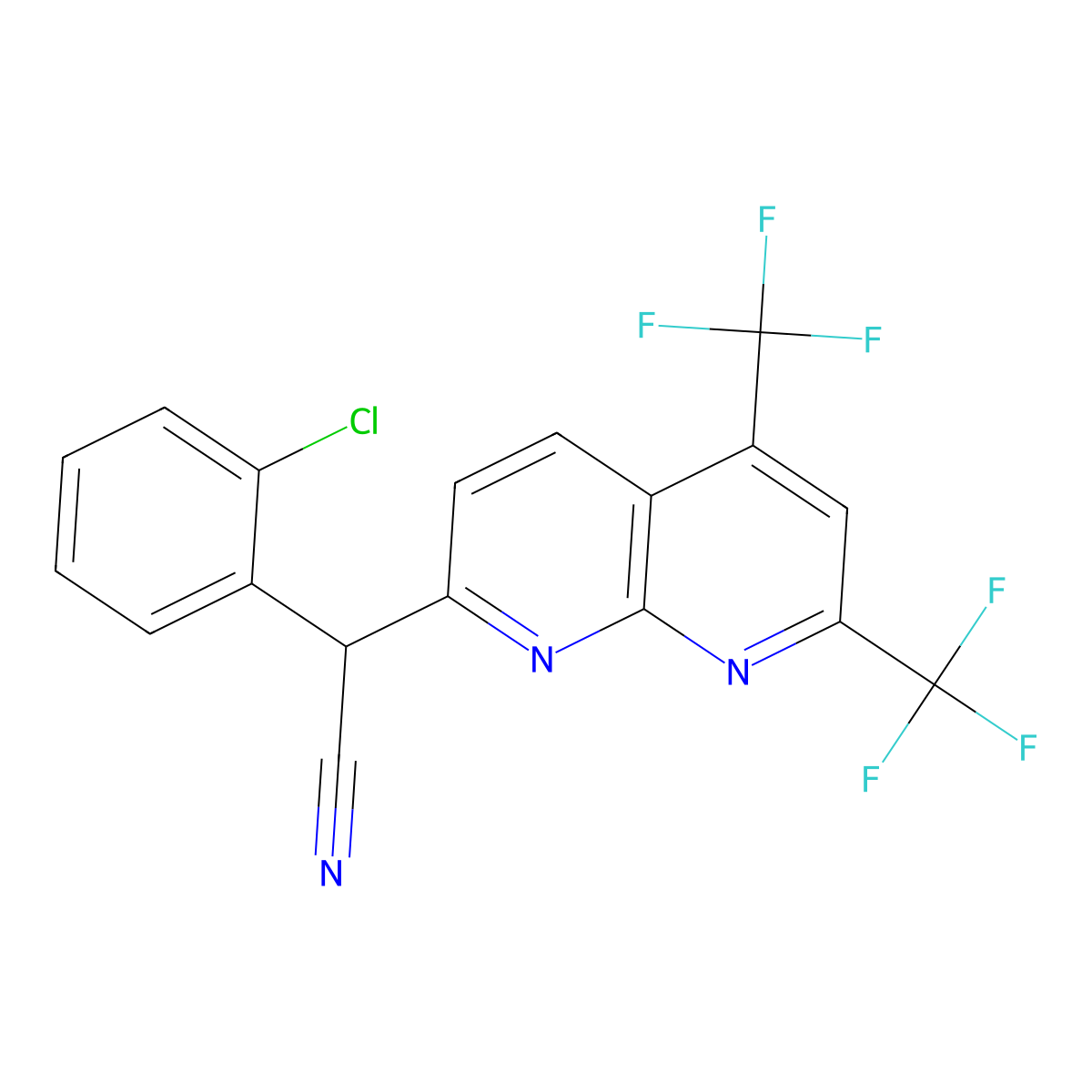 2-[5,7-Bis(trifluoromethyl)-1,8-naphthyridin-2-yl]-2-(2-chlorophenyl)acetonitrile molecular structure, CAS 478043-27-5