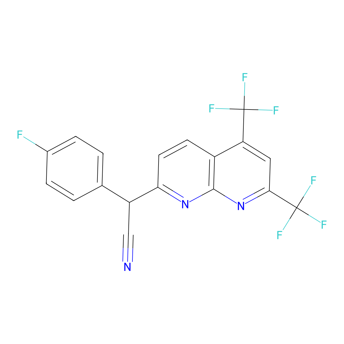 2-[5,7-Bis(trifluoromethyl)-1,8-naphthyridin-2-yl]-2-(4-fluorophenyl)acetonitrile molecular structure, CAS 478043-28-6