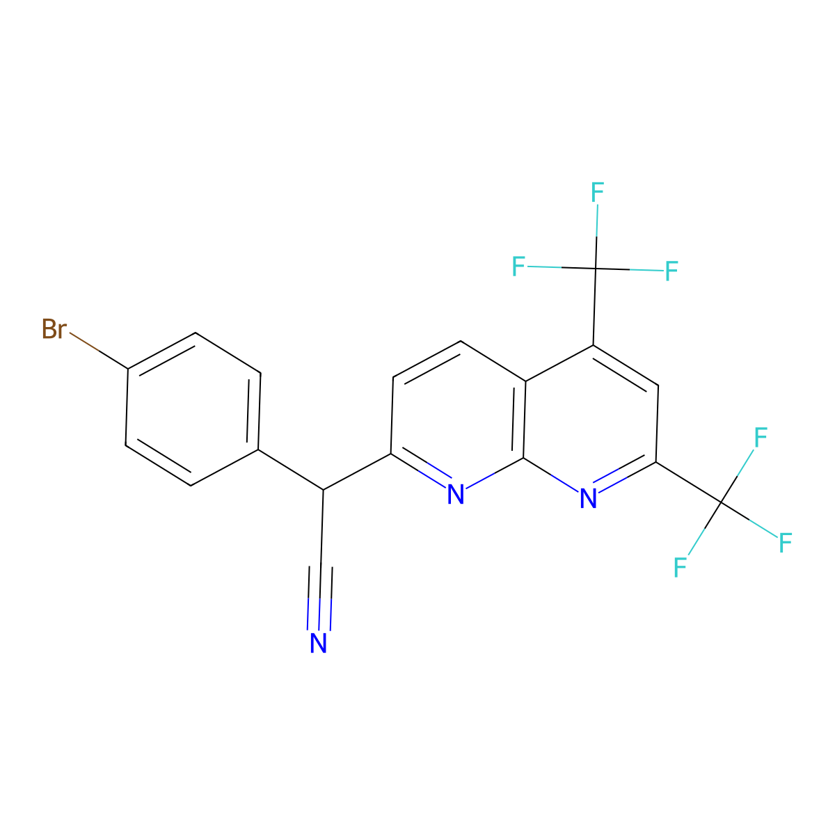 2-[5,7-Bis(trifluoromethyl)-1,8-naphthyridin-2-yl]-2-(4-bromophenyl)acetonitrile molecular structure, CAS 478043-29-7
