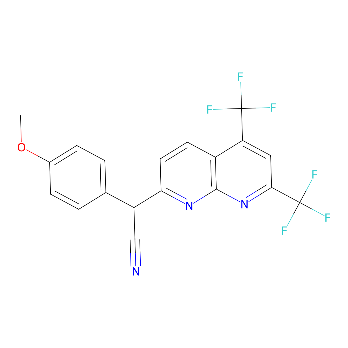 2-[5,7-Bis(trifluoromethyl)-1,8-naphthyridin-2-yl]-2-(4-methoxyphenyl)acetonitrile molecular structure, CAS 478043-31-1