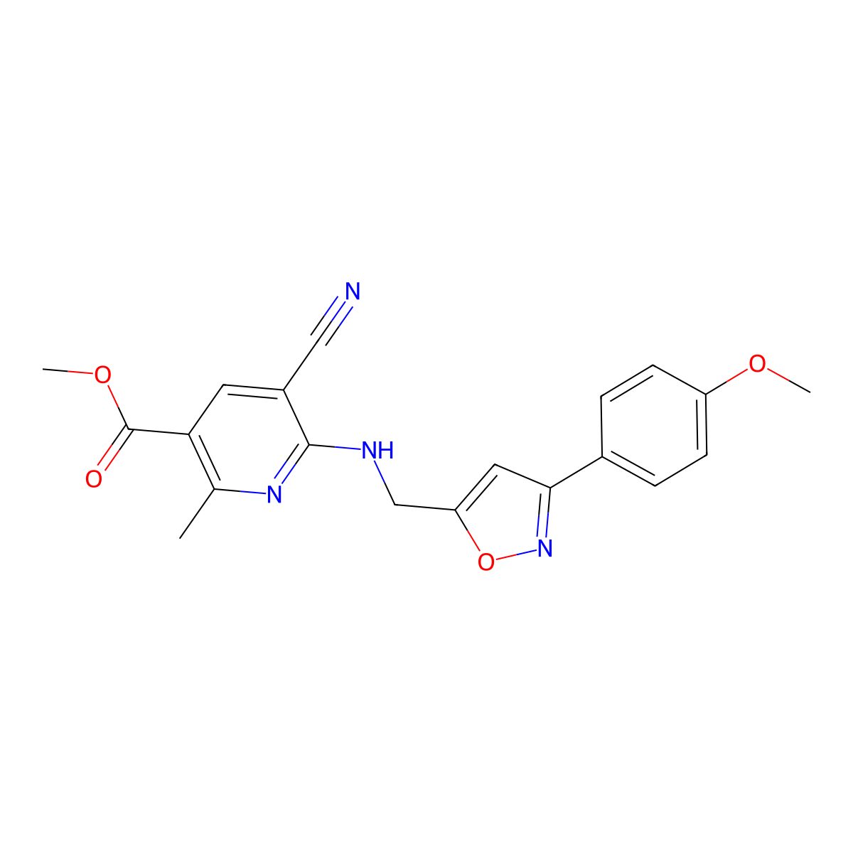 Methyl 5-cyano-6-({[3-(4-methoxyphenyl)-5-isoxazolyl]methyl}amino)-2-methylnicotinate molecular structure, CAS 478043-43-5
