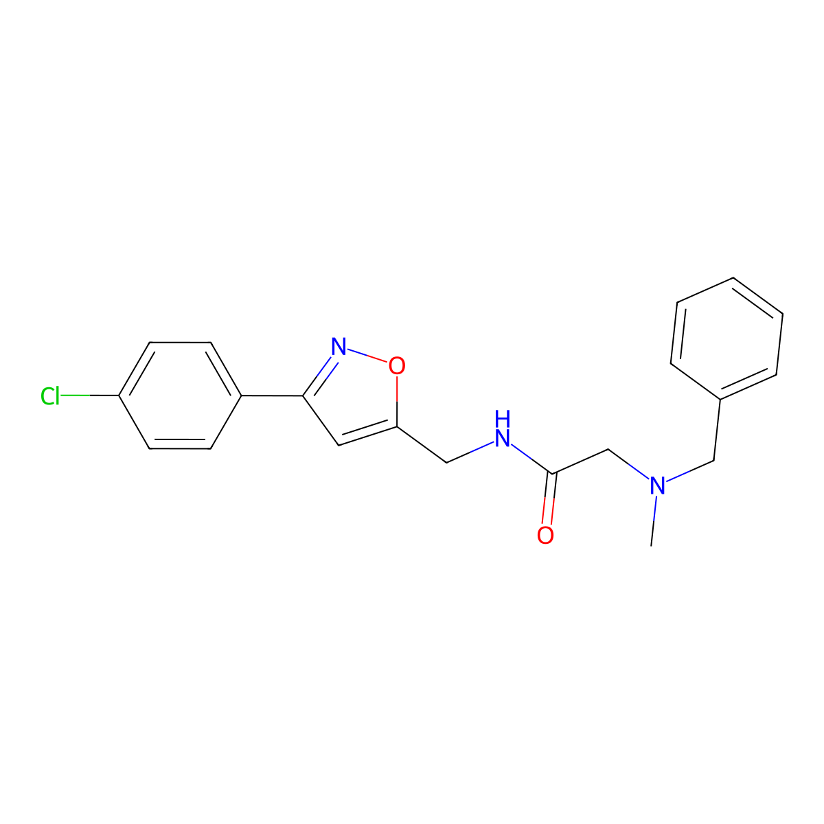 2-[benzyl(methyl)amino]-N-{[3-(4-chlorophenyl)-1,2-oxazol-5-yl]methyl}acetamide molecular structure, CAS 478043-52-6