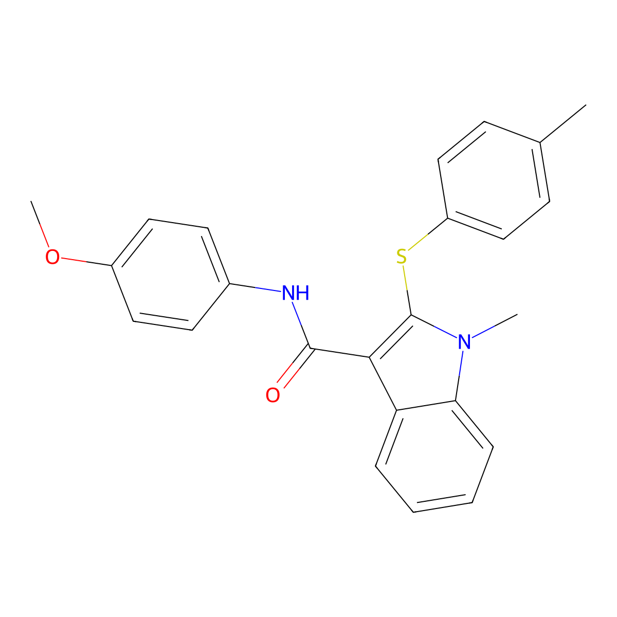 N-(4-methoxyphenyl)-1-methyl-2-[(4-methylphenyl)sulfanyl]-1H-indole-3-carboxamide molecular structure, CAS 478043-55-9