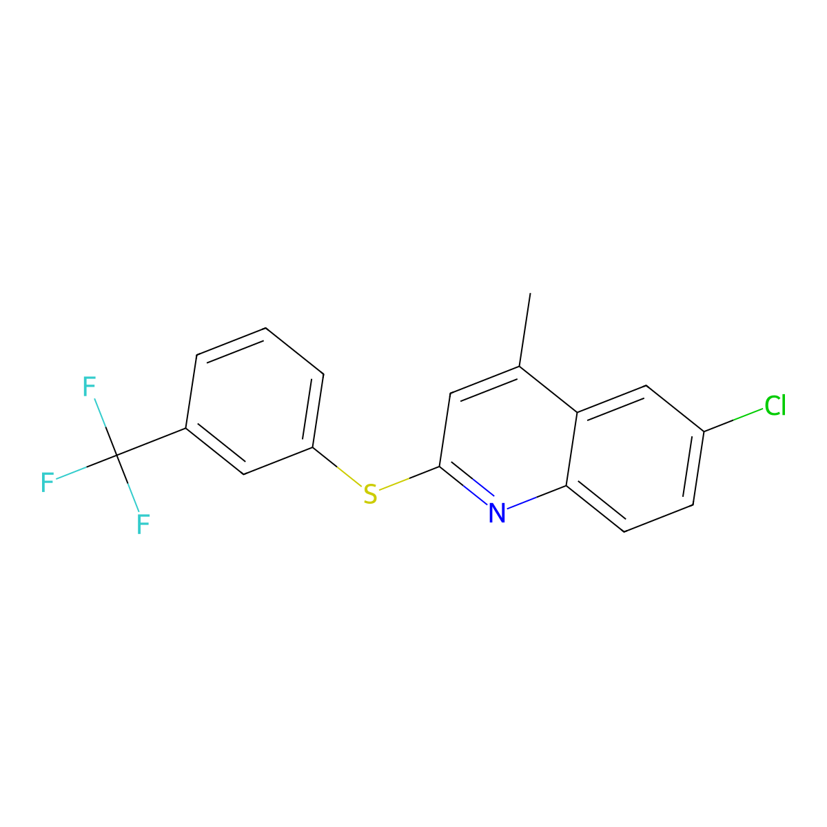 6-Chloro-4-methyl-2-{[3-(trifluoromethyl)phenyl]sulfanyl}quinoline molecular structure, CAS 478043-57-1