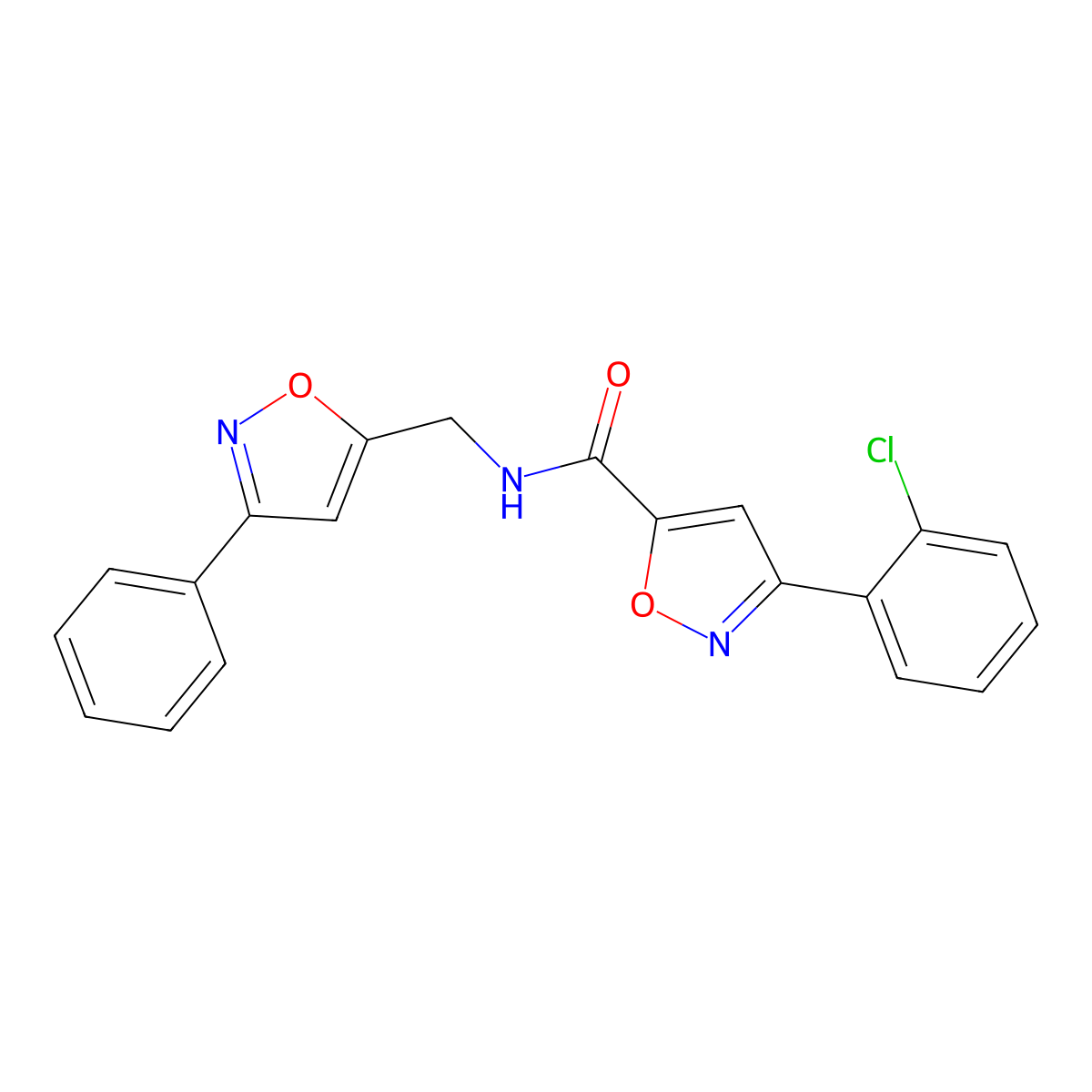 3-(2-chlorophenyl)-N-[(3-phenyl-1,2-oxazol-5-yl)methyl]-1,2-oxazole-5-carboxamide molecular structure, CAS 478043-66-2