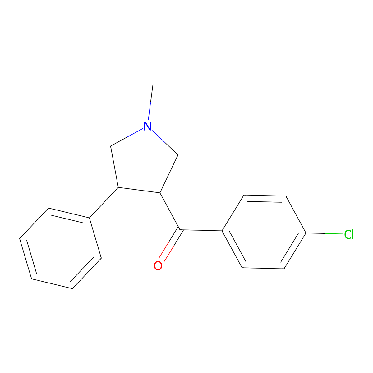 (4-chlorophenyl)(1-methyl-4-phenyltetrahydro-1H-pyrrol-3-yl)methanone molecular structure, CAS 478043-69-5