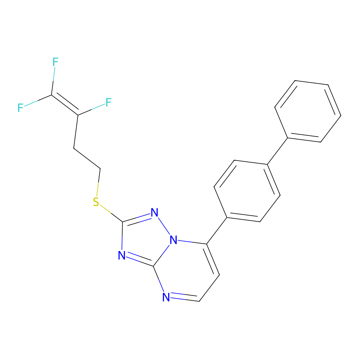 7-[1,1'-Biphenyl]-4-yl[1,2,4]triazolo[1,5-a]pyrimidin-2-yl 3,4,4-trifluoro-3-butenyl sulfide molecular structure, CAS 478043-71-9