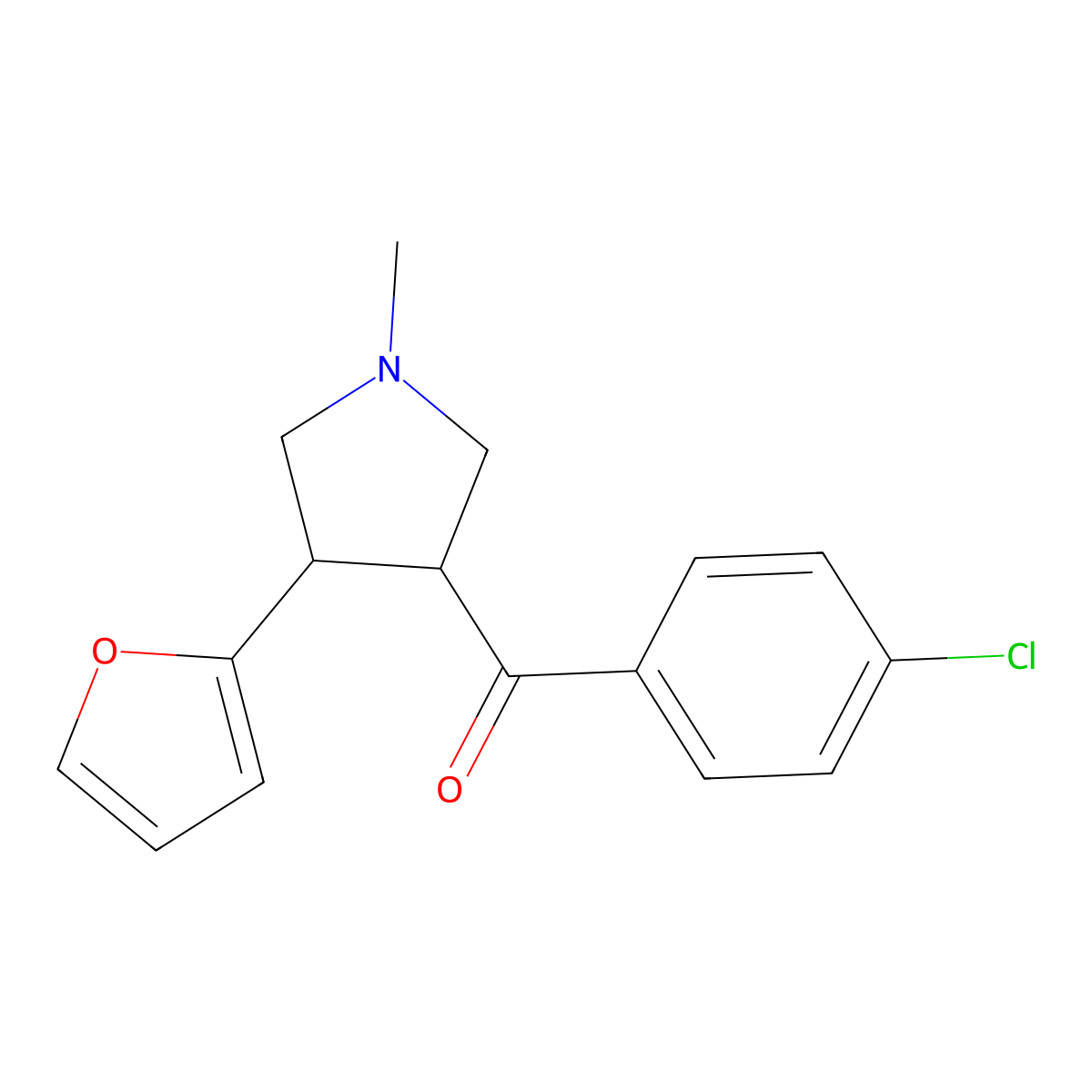 (4-chlorophenyl)[4-(2-furyl)-1-methyltetrahydro-1H-pyrrol-3-yl]methanone molecular structure, CAS 478043-76-4