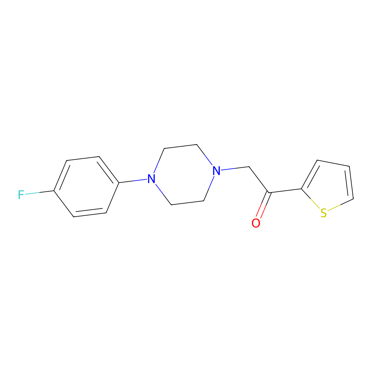 2-[4-(4-Fluorophenyl)piperazino]-1-(2-thienyl)-1-ethanone molecular structure, CAS 478043-79-7