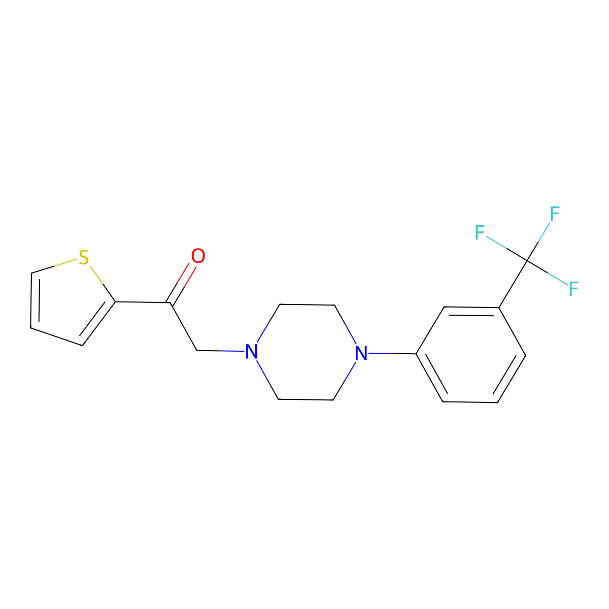 1-(2-Thienyl)-2-{4-[3-(trifluoromethyl)phenyl]piperazino}-1-ethanone molecular structure, CAS 478043-81-1