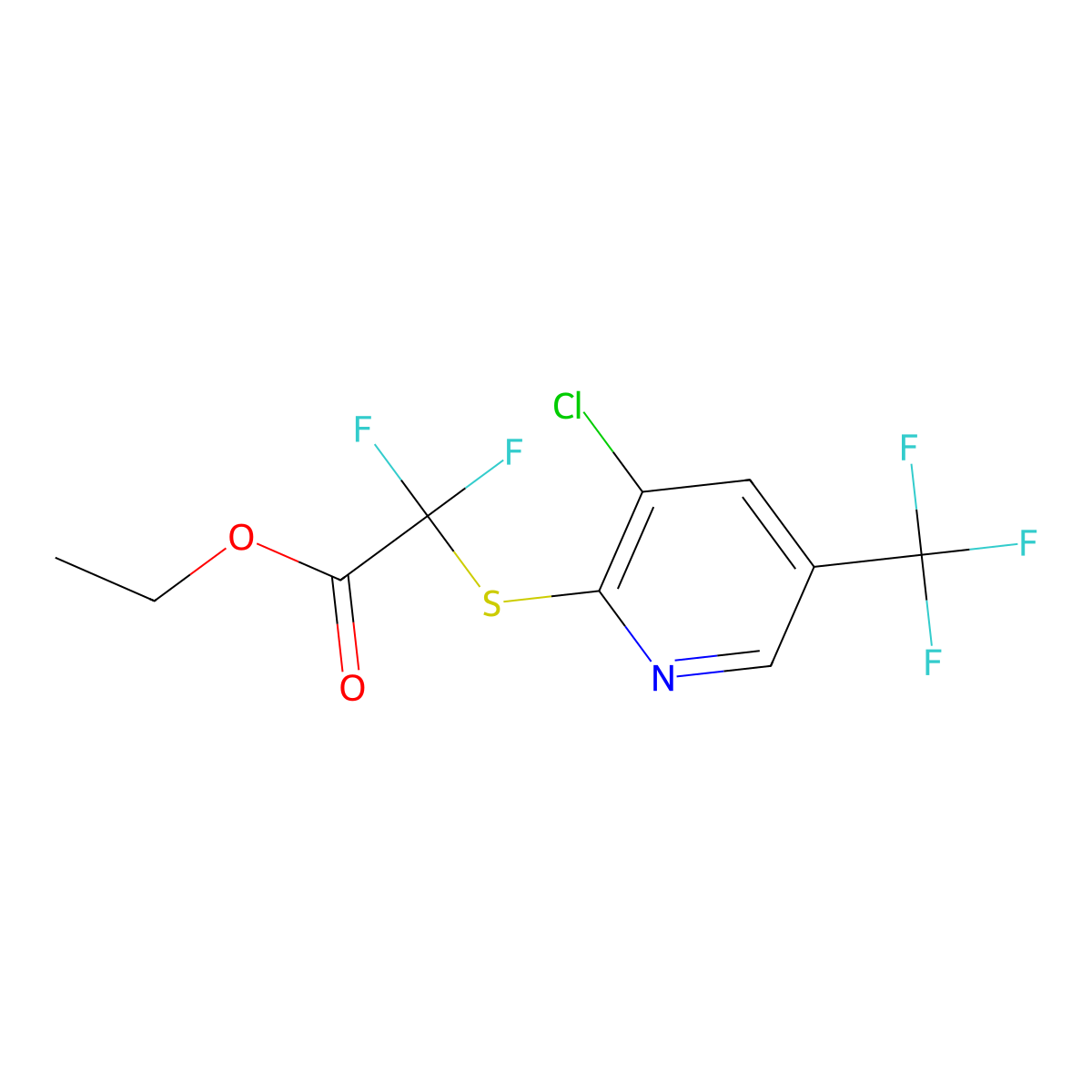 Ethyl 2-{[3-chloro-5-(trifluoromethyl)-2-pyridinyl]sulfanyl}-2,2-difluoroacetate molecular structure, CAS 478043-86-6