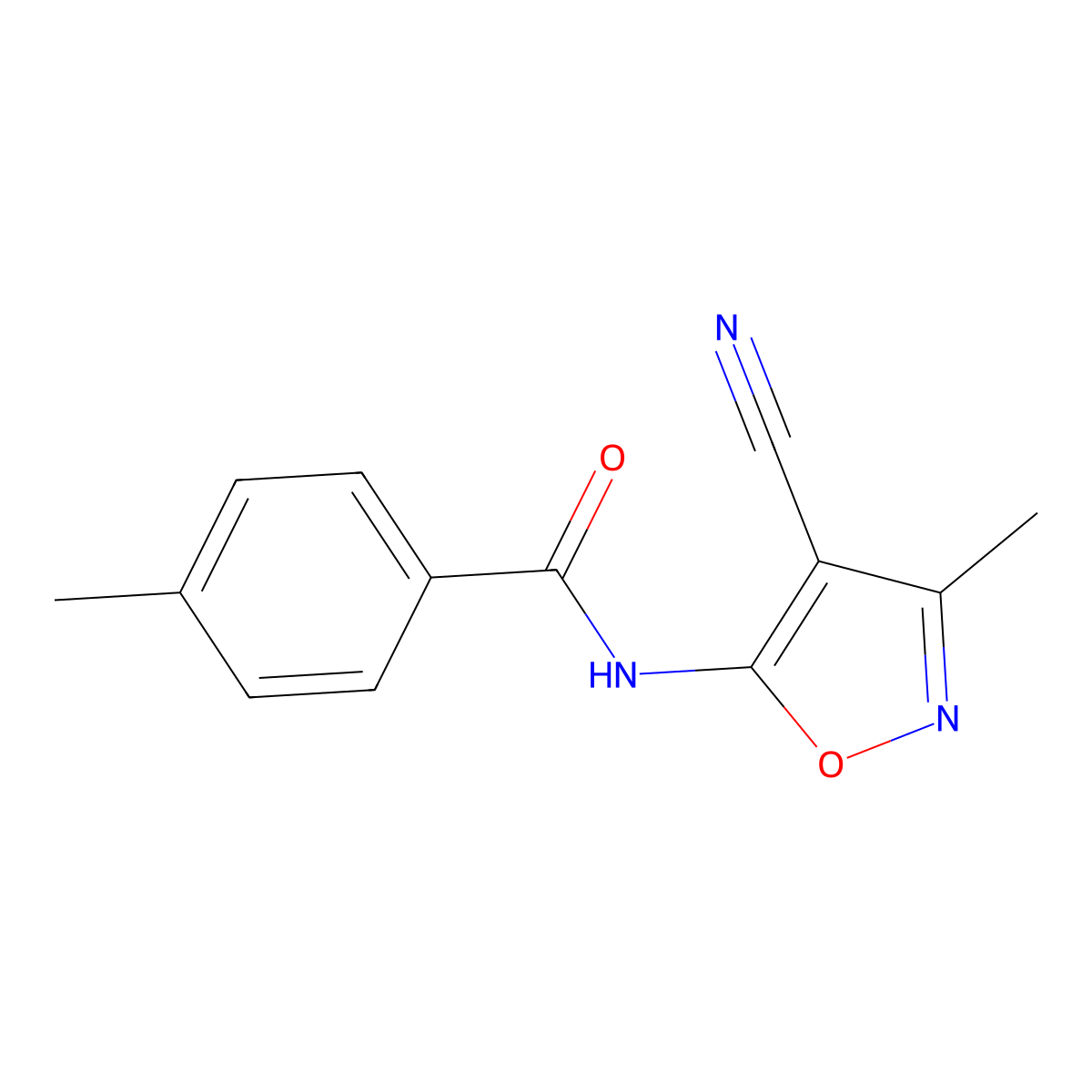 N-(4-cyano-3-methyl-5-isoxazolyl)-4-methylbenzenecarboxamide molecular structure, CAS 478043-90-2