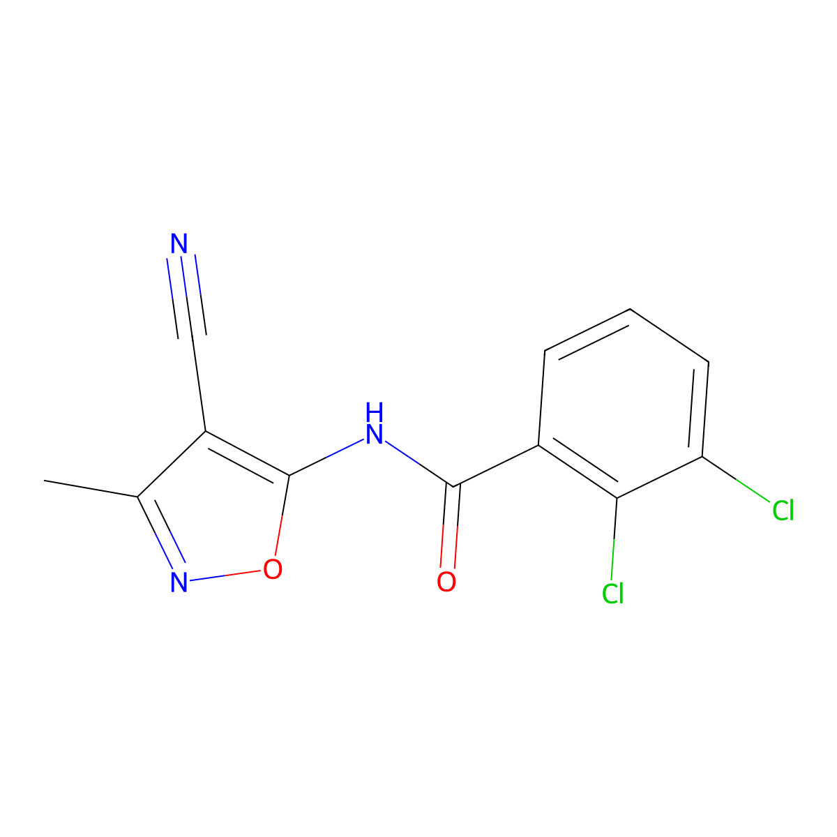 2,3-dichloro-N-(4-cyano-3-methyl-1,2-oxazol-5-yl)benzamide molecular structure, CAS 478043-91-3