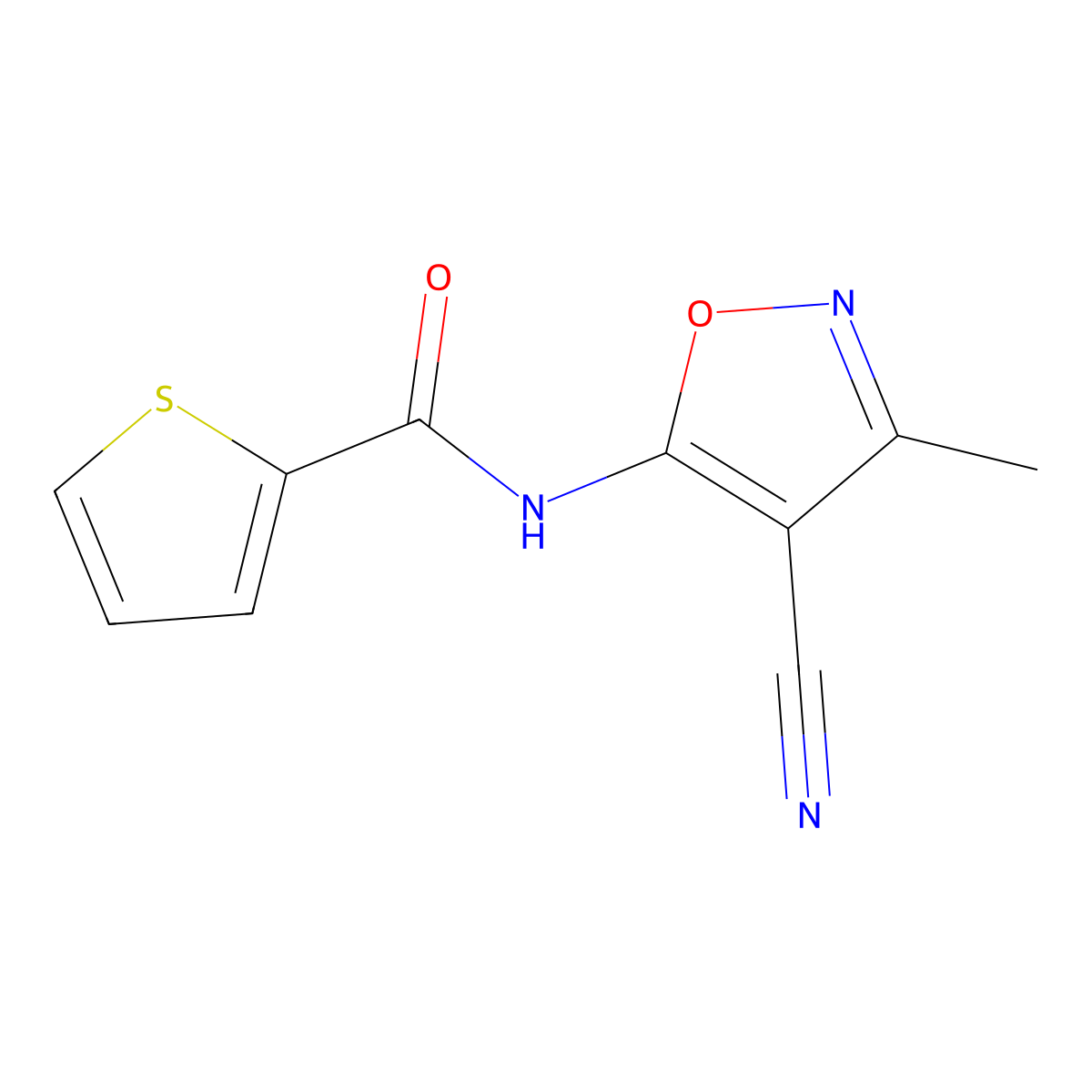 N-(4-cyano-3-methyl-1,2-oxazol-5-yl)thiophene-2-carboxamide molecular structure, CAS 478043-93-5