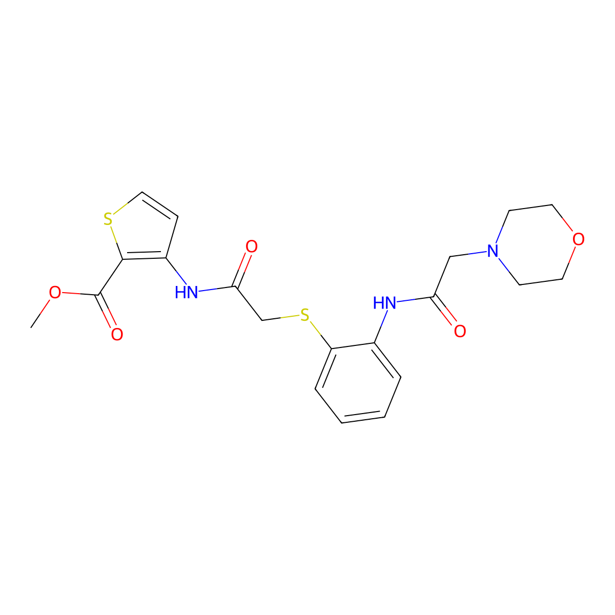 Methyl 3-{[2-({2-[(2-morpholinoacetyl)amino]phenyl}sulfanyl)acetyl]amino}-2-thiophenecarboxylate molecular structure, CAS 478045-11-3
