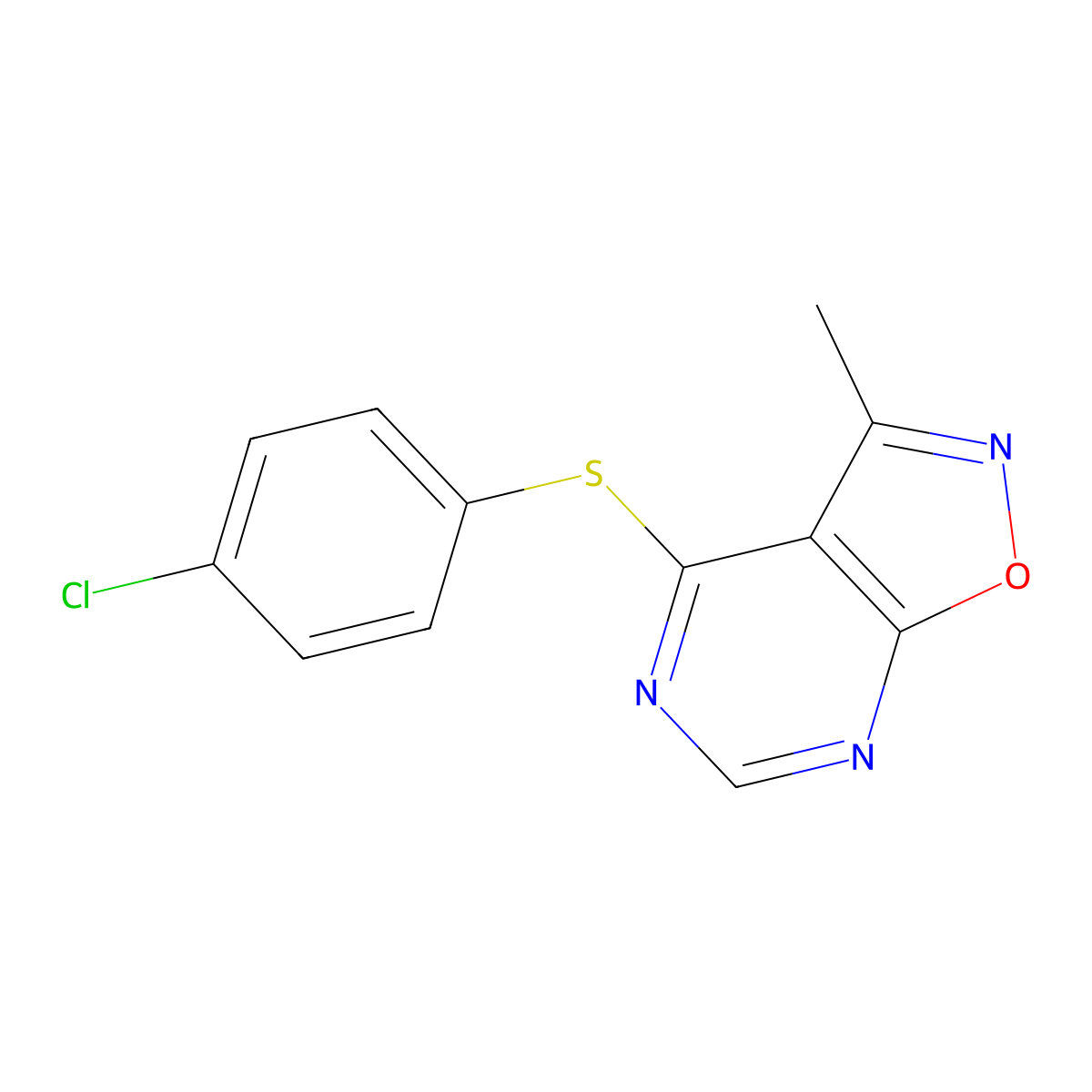 4-Chlorophenyl 3-methylisoxazolo[5,4-d]pyrimidin-4-yl sulfide molecular structure, CAS 478045-19-1