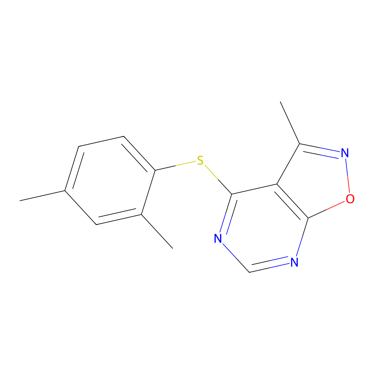 4-[(2,4-Dimethylphenyl)sulfanyl]-3-methylisoxazolo[5,4-d]pyrimidine molecular structure, CAS 478045-24-8