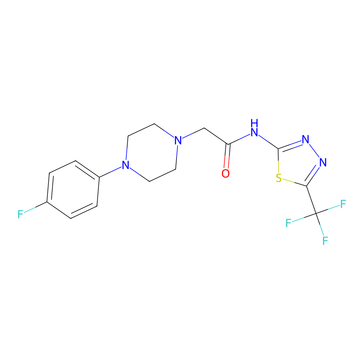 2-[4-(4-fluorophenyl)piperazin-1-yl]-N-[5-(trifluoromethyl)-1,3,4-thiadiazol-2-yl]acetamide molecular structure, CAS 478045-29-3