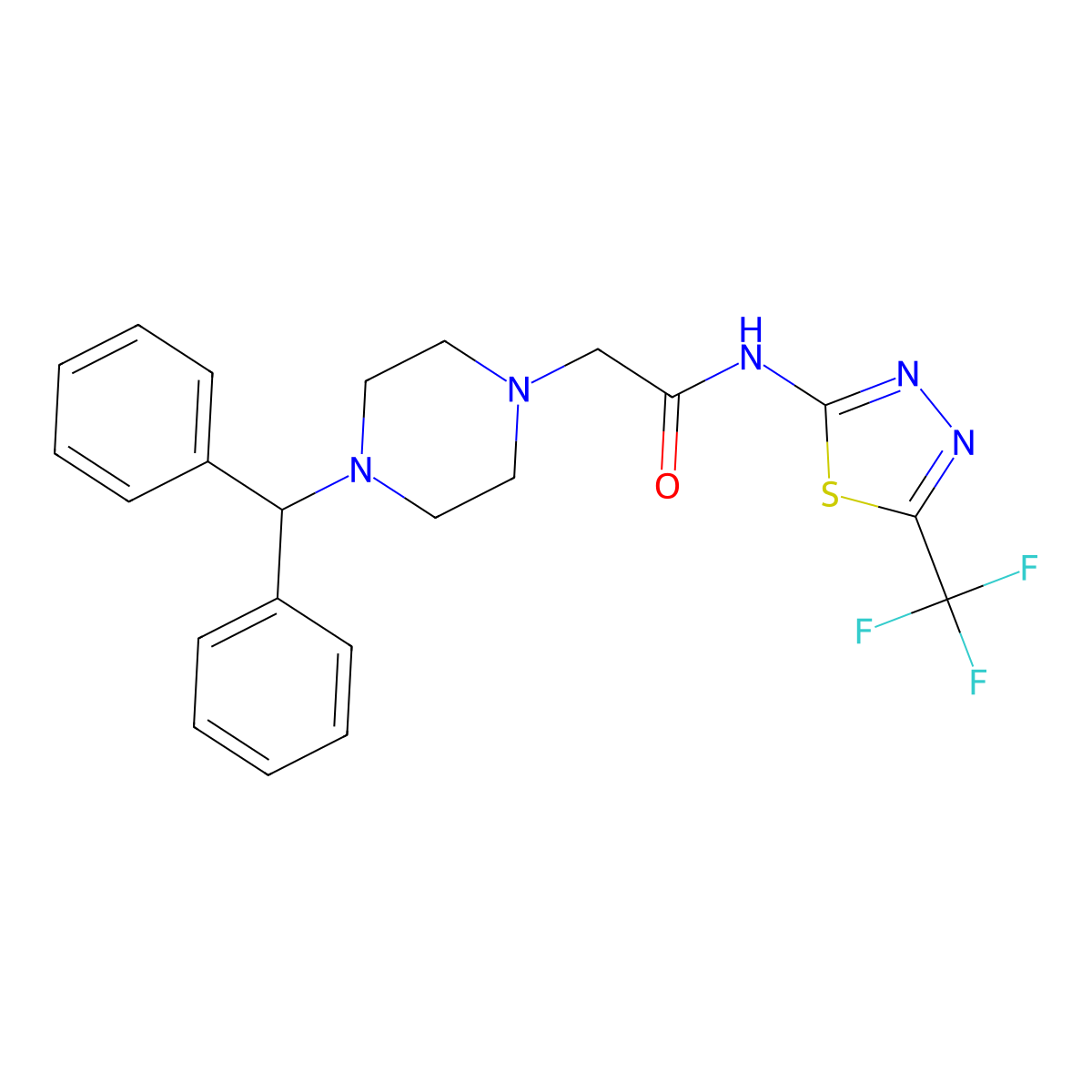 2-(4-benzhydrylpiperazino)-N-[5-(trifluoromethyl)-1,3,4-thiadiazol-2-yl]acetamide molecular structure, CAS 478045-31-7