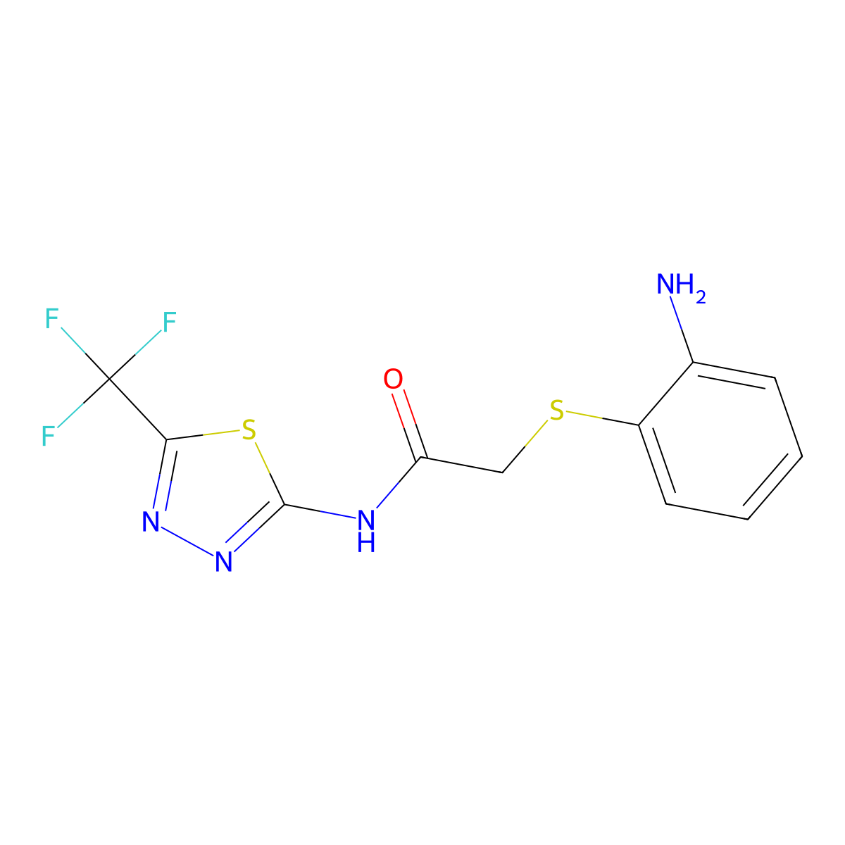 2-[(2-aminophenyl)sulfanyl]-N-[5-(trifluoromethyl)-1,3,4-thiadiazol-2-yl]acetamide molecular structure, CAS 478045-34-0