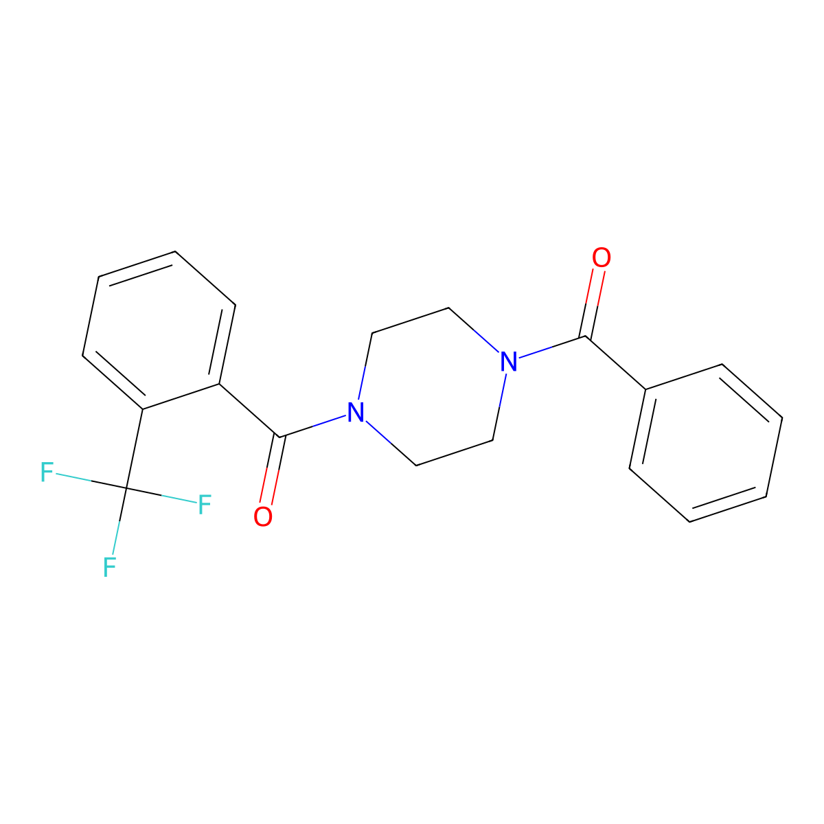 1-Benzoyl-4-[2-(trifluoromethyl)benzoyl]piperazine molecular structure, CAS 478045-48-6