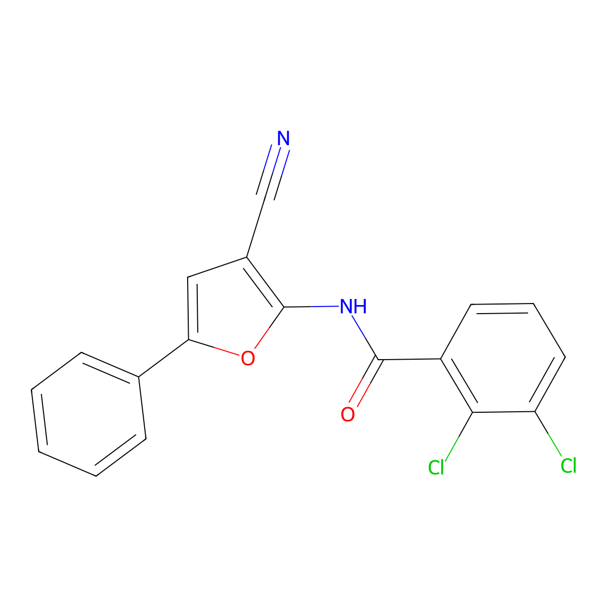 2,3-dichloro-N-(3-cyano-5-phenylfuran-2-yl)benzamide molecular structure, CAS 478045-54-4