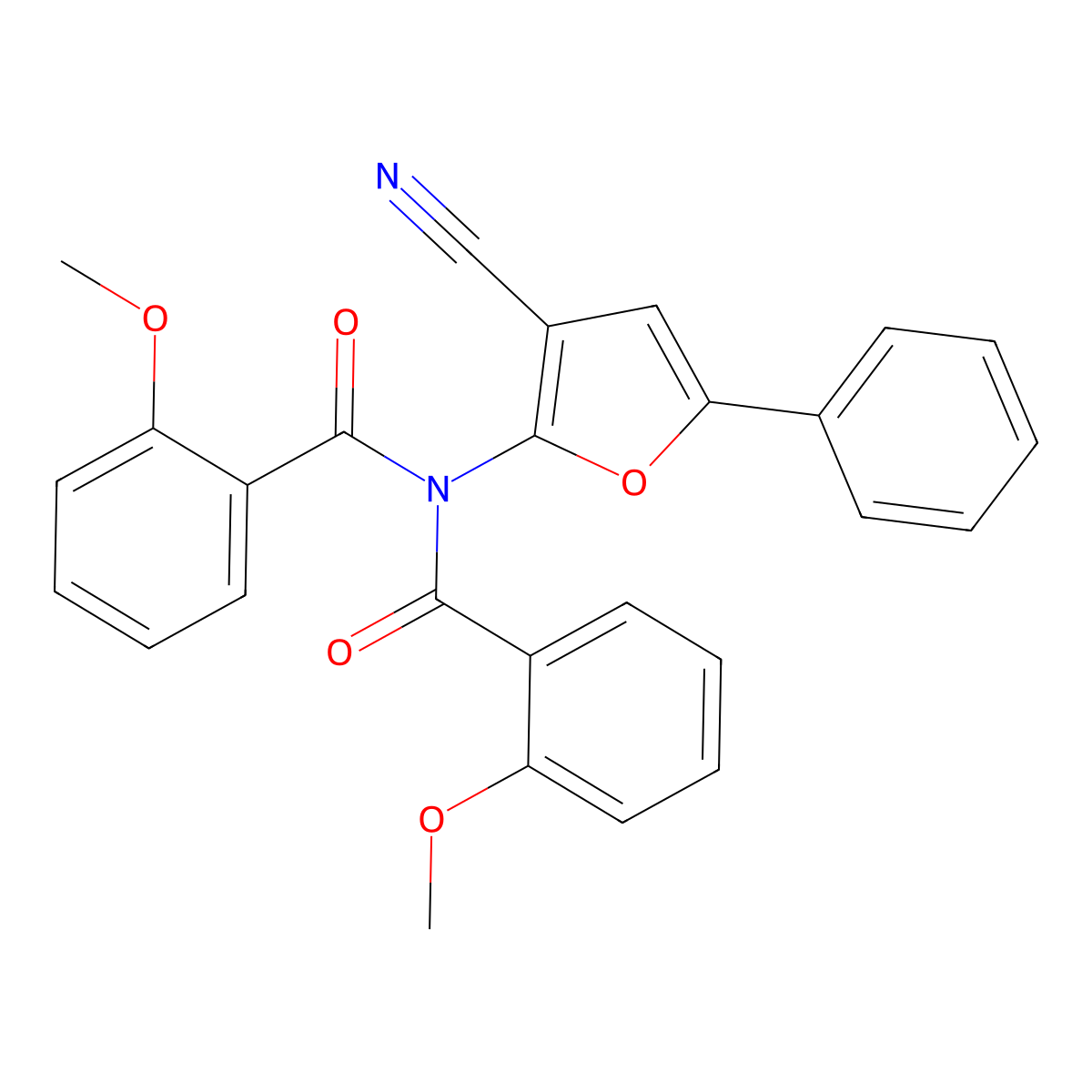 N-(3-cyano-5-phenylfuran-2-yl)-2-methoxy-N-(2-methoxybenzoyl)benzamide molecular structure, CAS 478045-56-6