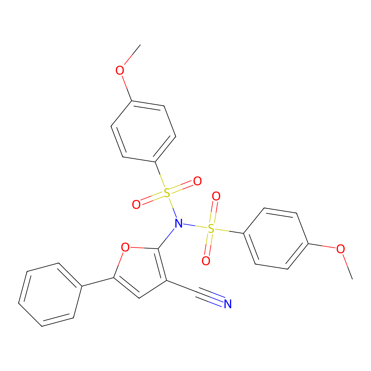 N-(3-cyano-5-phenyl-2-furyl)-4-methoxy-N-[(4-methoxyphenyl)sulfonyl]benzenesulfonamide molecular structure, CAS 478045-60-2
