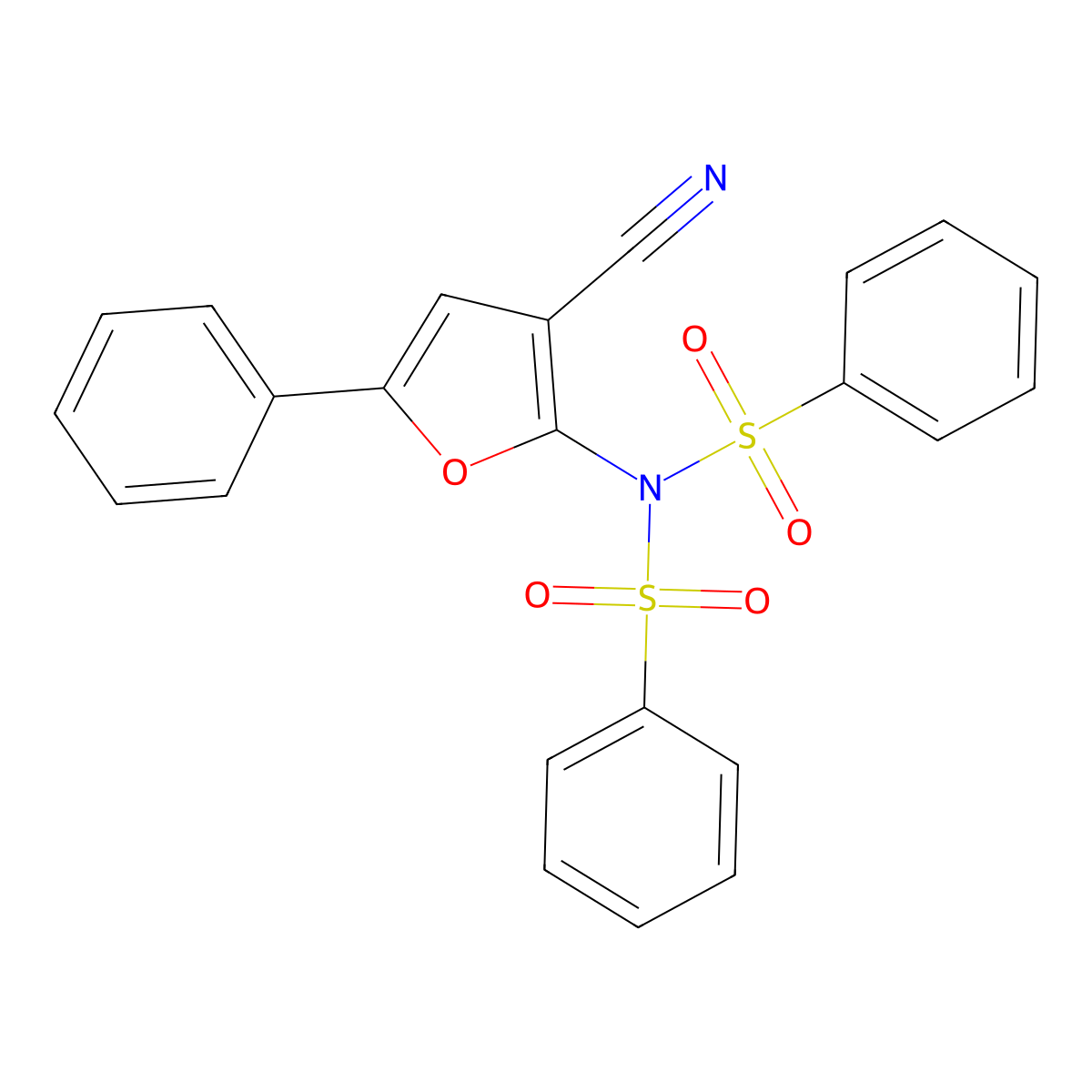 N-(benzenesulfonyl)-N-(3-cyano-5-phenylfuran-2-yl)benzenesulfonamide molecular structure, CAS 478045-63-5